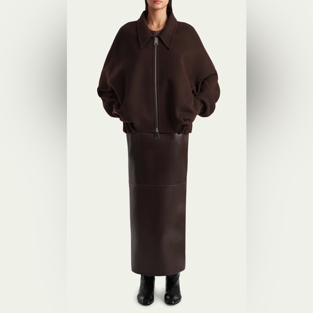 Khaite Odin Wool Bomber Jacket, S, Dark Brown